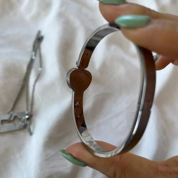 Lock & Key Necklace Bangle Set - Picture 6 of 7